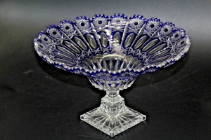 aussergewöhnlich schöne Fußschale Tafelaufsatz Bleikristall blau wohl Lausitz - Bild 1 von 6