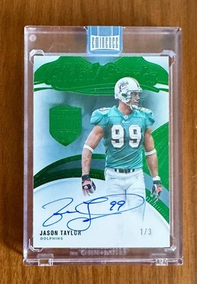 2024 Panini Eminence Jason Taylor Auto Miami Dolphins Green Signatures Ink /3 - Image 1 of 2