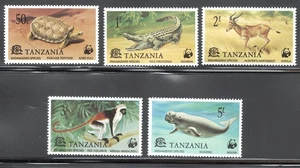 Tanzania Mint NH Sc# 82/86 SG# 212/216 WWF Endangered Species set monkey 1977 - Picture 1 of 2