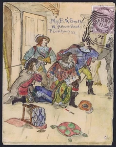 1895 Assassination Duke Buckingham Superb Hand Painted envelope SG 172 1d Lilac - Picture 1 of 2