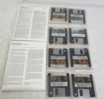 Adobe Photoshop 3.0 Adobe Illustrator paquete de 5,5 pulgadas para Mac disquete 1993 Foto 1 de 4