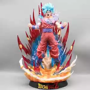Large Dragon Ball Statue SON GOKU Super Saiyan Blue Hair 39CM Gift - Picture 1 of 11