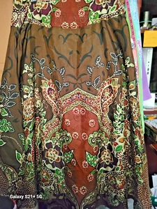 Coldwater Creek Damen Seide A Linie Rock Braun Paisley Blumen-PXL Neu mit Etikett - Bild 1 von 9