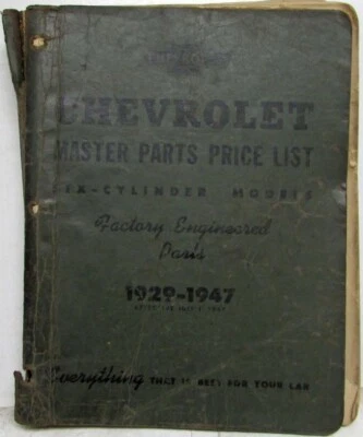 Chevrolet Master Parts 1929-1947 libro de precios modelos de seis cilindros Foto 1 de 4