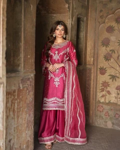 Indische Salwar Kameez pakistanische 3-teilige Bollywood-Anzüge Damenkleid Ready To Wear - Bild 1 von 6