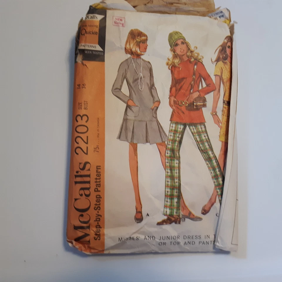 McCalls 2203 Jr Misses Dress Size 14 Bust 36 Pattern Cut - Image 1 of 2