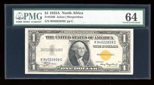 DBR 1935-A $1 North Africa Silver Fr. 2306 RC Block PMG 64 Serial R94022859C - Picture 1 of 2
