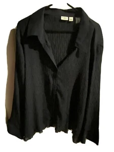 CATO 26/28 Long Sleeve Black Sheer Blouse Never Ever Iron/GreatForTravel/Busines - Picture 1 of 9