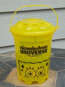 Nickelodeon Universe SPONGE BOB Yellow Popcorn BUCKET Sand Pail w/ Lid  - Picture 1 of 13