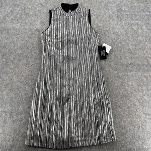 Guess Womens Sleeveless Silver Sequin Glitter Sheath Dress Size 0 NEW - Picture 1 of 13