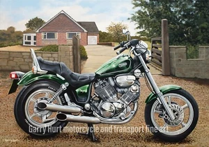 Yamaha Virago XV750 Motorrad Kunst A4 Größe Druck - Bild 1 von 1
