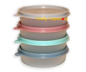 4 cuencos Tupperware Little Wonders de 6 oz. Juego de tazas de aperitivos colores rurales vintage - Imagen 1 de 2