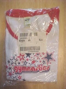 Erwachsene Größe L (ALA) weißes Gymnastik-T-Shirt von Kavio 100 % Baumwolle neu versiegelt 17 $ - Bild 1 von 7