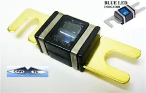 MINI FUSIBILE ANL con LED BLU PLACCATO ORO 200A 200 AMPERE - Foto 1 di 1