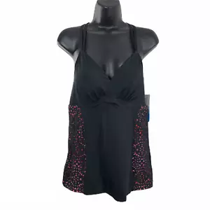 Swimsuits For All Aquabelle Tankini Top Swim Black NWT Women's Size 10 - Picture 1 of 10