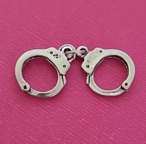 Sterling Silver Handcuffs Law Enforcement Police Handcuff 3D Charm 925 USA New - Picture 1 of 5