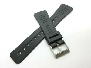 Replacement Black Resin 22mm Watch Strap 398 Stainless Steel Buckle - Picture 1 of 4
