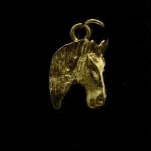 14k YELLOW GOLD   HORSE HEAD CHARM  ANIMAL ZOO PENDANT  (CH1018) - Picture 1 of 3