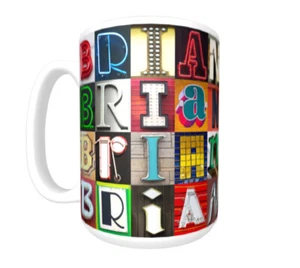 BRIAN Kaffeebecher / Tasse mit dem Namen auf Fotos von Zeichenbuchstaben - Bild 1 von 3