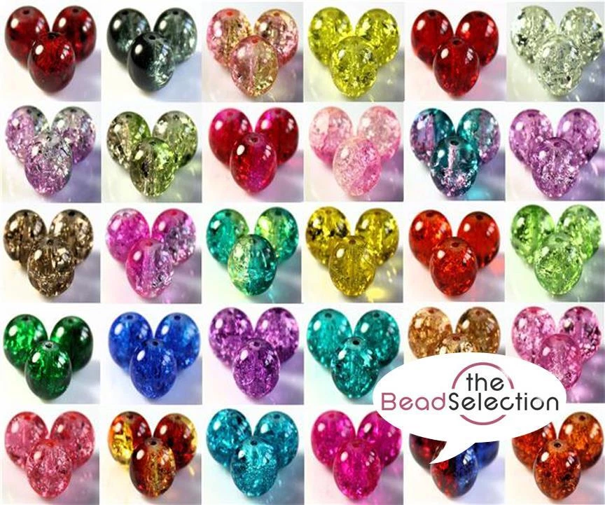 Crackle Glass Round Beads Buy Any 6 Pay for 3 200x 4mm 100x 6mm 50x 8mm 25x 10mm - Image 1 of 1