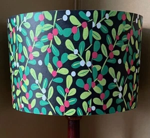 Christmas lampshade, holly berries and mistletoe   festive Decoration - Picture 1 of 3