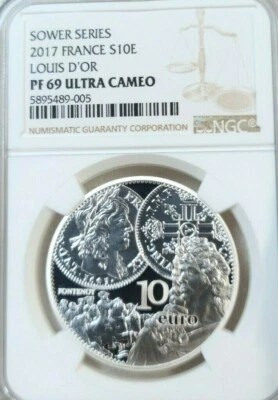 2017 法国银色 10 欧元路易斯·德奥 NGC PF 69 超卡莫惊人美丽 — 第 1/4 张图片