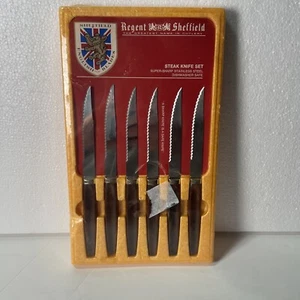 Juego de 6 cuchillos para carne Regent Sheffield de acero inoxidable cuchillas inglesas cubiertos - Imagen 1 de 5
