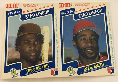 Tony Gwynn / Ozzie Smith 1987 M&M's Star Lineup 2 Baseball Card Uncut Panel - Image 1 of 2