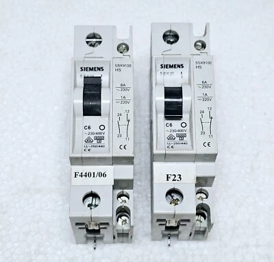 SIEMENS 5SX21 C6 CIRCUIT BREAKER W/ 5SX9100HS AUXILIARY CONTACT - LOT OF 2 - Image 1 of 4
