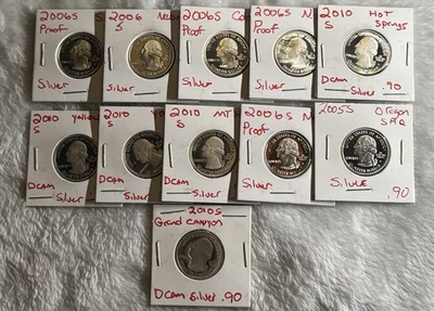 Qty 11-90% Silver proof Statehood Quarters Some Toning 5-2010s 5-2006s 1-2005s - Image 1 of 2