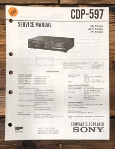 Sony CDP-597 CD Player Service Manual *Original* - Picture 1 of 1