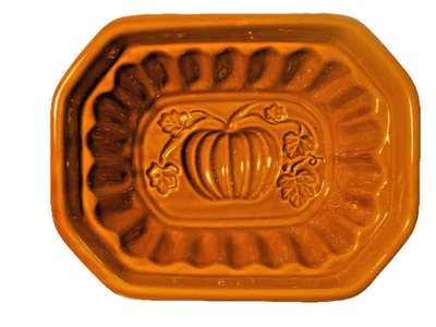 Crate & Barrel Ceramic Fall Pumpkin Mold Jello Bread Cake Bakeware - Image 1 of 4