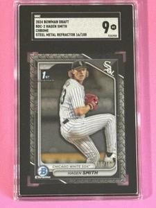 2024 Bowman Draft BDC-2 Hagen Smith refractor de metal de acero cromado/100 SGC 9 como nuevo - Imagen 1 de 2