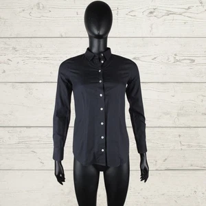 Camicia HERNO donna nera antracite slim fit cotone business formale tg 40 UK 8 - Foto 1 di 24
