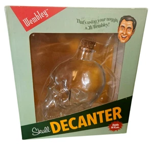 Wembley Skull Glass Decanter 14 Oz With Cork Lid NIB - Picture 1 of 6