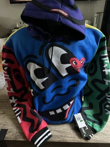 K-Haring + Members Only Multicolor Hoodie City Hip Hop Retro Y2K Herren Gr. L Neu mit Etikett - Bild 1 von 6