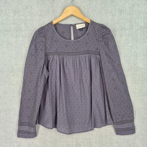 Camisa Boho Universal Thread Para Mujer Grande Púrpura Ojales Encaje Manga Larga - Imagen 1 de 19