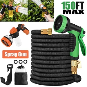 Garden Hose 150ft Extra Strength Fabric Flexible Expanding Hose w/ Spray Nozzle - Picture 1 of 24