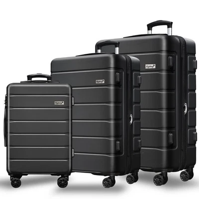 Keytang Explorer 3 Piece Luggage Set - Lightweight Expandable Hardshell, Black - Image 1 of 4