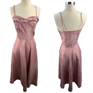 Vintage 1940s Tea dress Sz XS Pink Boned Corset Coquette Fairycore 40s Antique - Picture 1 of 24