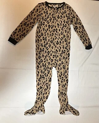 Carter's Girls Brown Leopard Cheetah Print Zipper Fleece Footed Pajamas NWT - Image 1 of 3