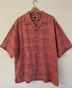Men’s Tommy Bahama Coral Silk Palm Trees Aloha Button Up Camp Shirt Size L - Picture 1 of 4