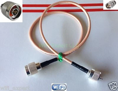 RG400 LOW LOSS COAX RF CABLE PL259 UHF MALE TO N TYPE MALE/FEMALE STRAIGHT USA - Image 1 of 4