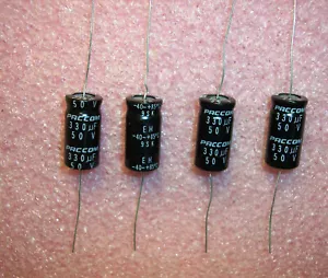 CONDENSADORES ELECTROLÍTICOS AXIALES QTY (20) 330uf 50V 85' EH330M50ED PACCOM - Imagen 1 de 2