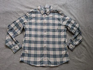 Eddie Bauer Shirt Men Large Blue Gray Plaid Eddie's Favorite Flannel Button Up - Picture 1 of 14