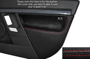 RED STITCH 2X FRONT DOOR CARD SKIN COVERS FITS VAUXHALL OPEL VECTRA C SIGNUM - Picture 1 of 3