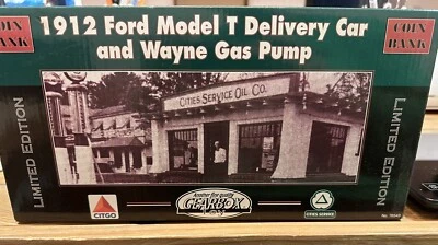 CITGO 1912 FORD MODEL T DELIVERY TRUCK Diecast COIN BANK & Wayne Gas Pump NEW - Image 1 of 4