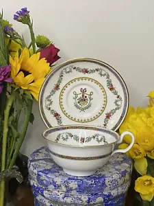 🎀Victorian Spode Copelands China Bouquet Ribbon Bow Tea Duo c1891+ Cup & Saucer - Picture 1 of 14