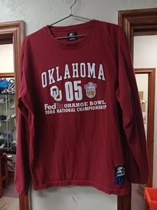 2005 Oklahoma Sooners Fedex Orange Bowl Starter Size Large Mens Longsleeve 163 - Picture 1 of 5