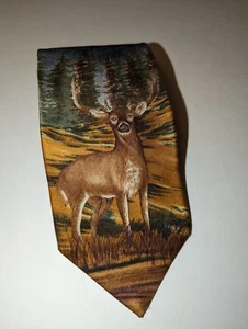 Field & Stream Deer Outdoor Woods Nature Novelty Silk Mens Neck Tie  - Picture 1 of 15